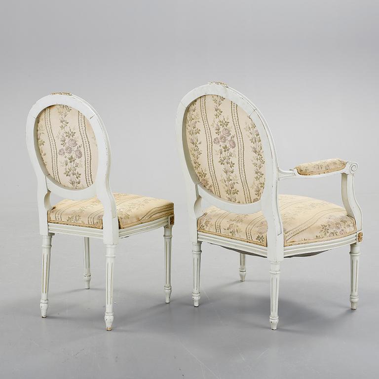 SOFFGRUPP, 5 delar, gustaviansk stil, 1900-tal.