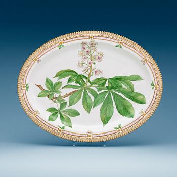 877. A large Royal Copenhagen 'Flora Danica' serving dish, Denmark, 20th Century.