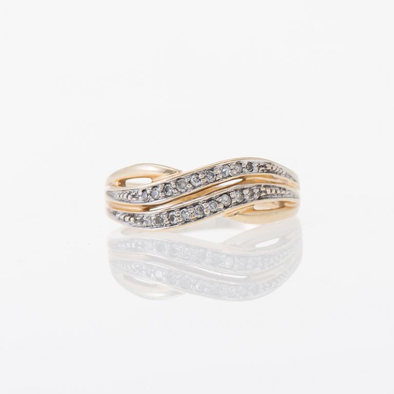 RING, 14K guld, 8/8-slipade diamanter. Vikt ca 3,7 g.