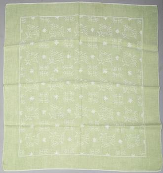 PÖYTÄLIINOJA, 5 kpl, pellavadamastia, design Dora Jung, 1960-1970-luku.