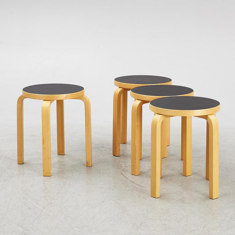 Alvar Aalto, pallar, 4st, modell 60E, 1900-talets slut.