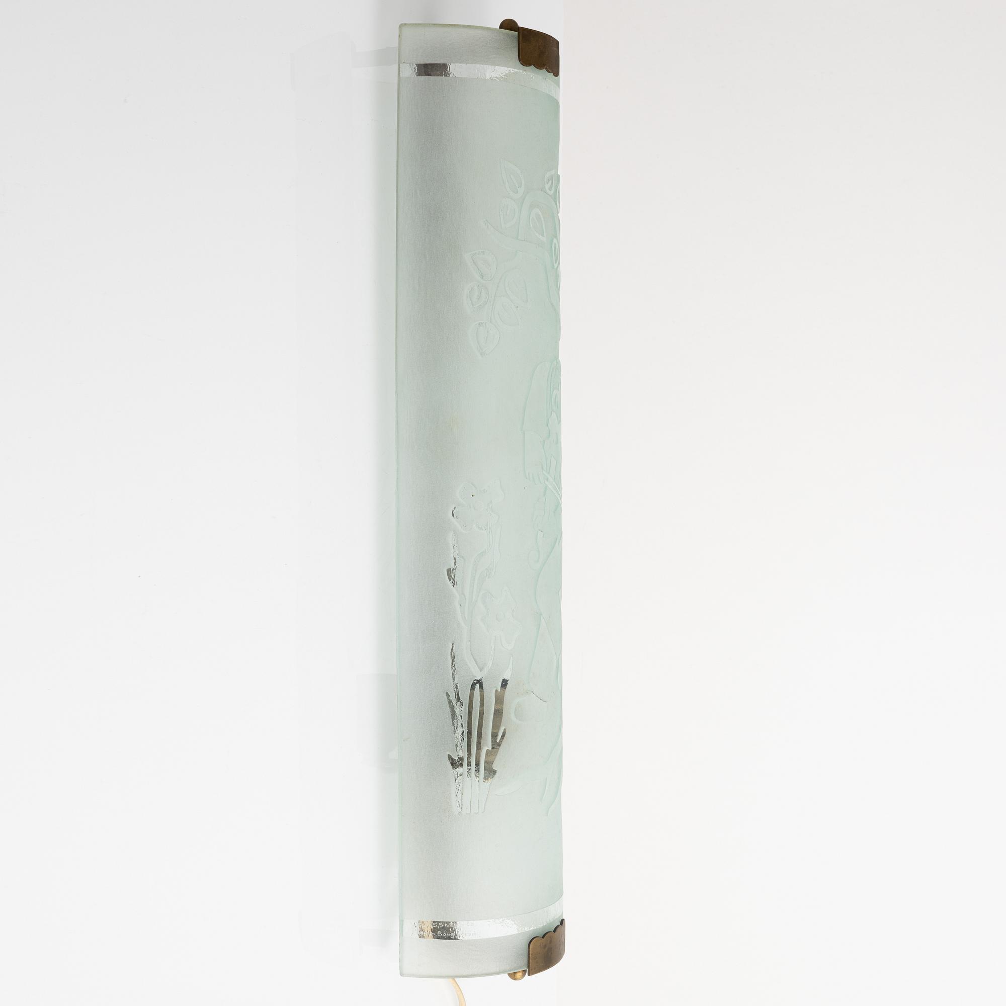 Hugo Borgström, vägglampa, Glössner & Co, Swedish Modern, 1940-tal.