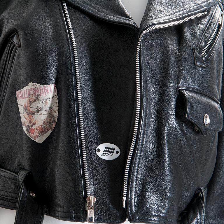 LEATHER JACKET, "Biker", Jean Paul Gaultier, 1980's, Storlek M.