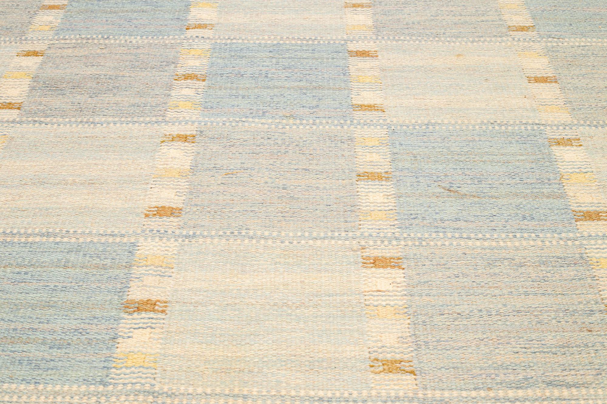 Barbro Nilsson, matto, "Falurutan, lättblå III", flat weave, ca 257 x 170 cm, signed AB MMF BN.
