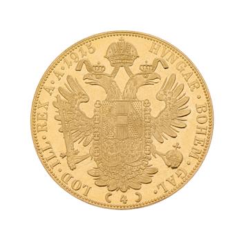GOLDCOIN, 4 ducat, ca 23 k, FRANZ JOSEPH I 1915, Austria-Hungary. Weight ca 14 g.
