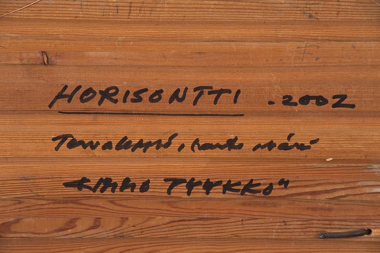 KIMMO PYYKKÖ, puu- ja rauta reliefi, monogrammisigneerattu -02, a tergo signeerattu 2002.