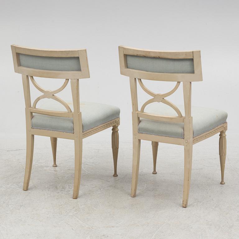 A Pair of Gustavian Chairs, a pair, by Anders Hellman the Younger (master in Stockholm 1793-1825).