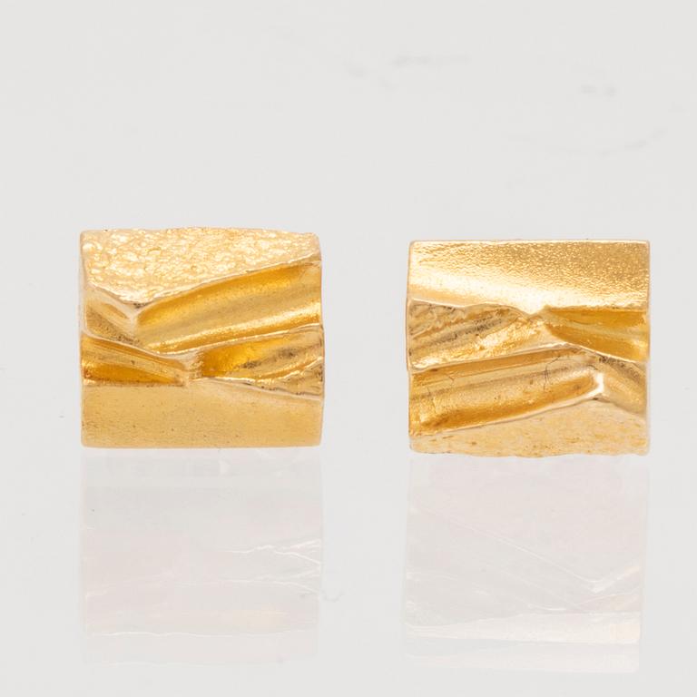 A pair of 18K gold  "Saajo" earrings by Björn Weckström for Lapponia.