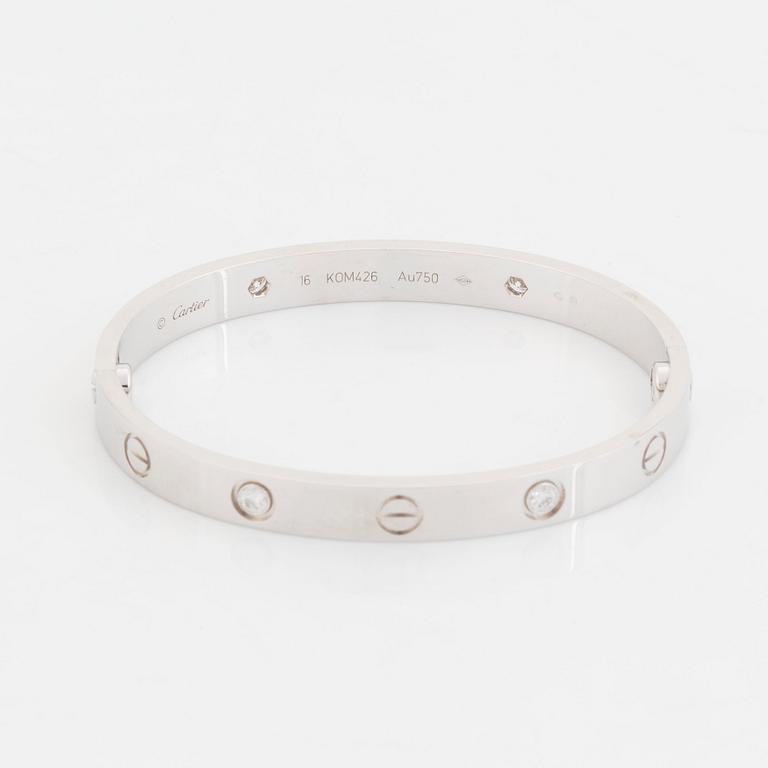 A Cartier bracelet "Love" in 18K white gold set with round brilliant-cut diamonds.