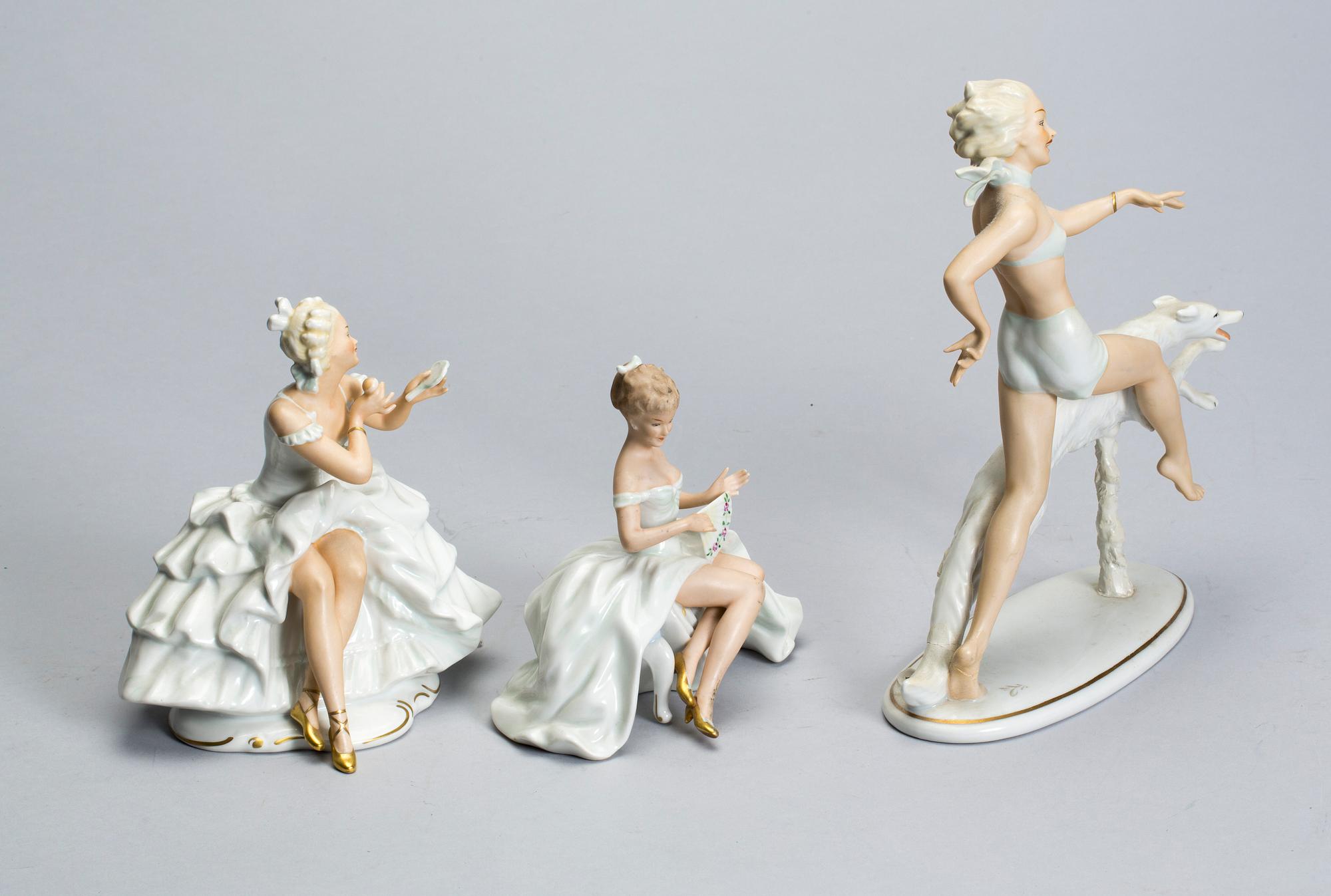 FIGURINER, 3 st, porslin, Schaubach och Wallendorf.