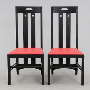 STOLAR, ett par, efter Charles Rennie Mackintosh, modell "Ingram low" 1900/2000-tal.