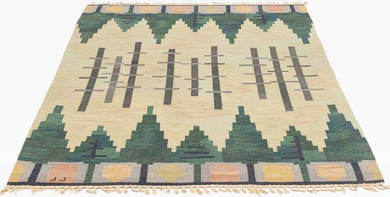 Judith Johansson, a carpet, "Skogsbryn", flat weave, ca 243 x 170,5 cm, signed JJ.