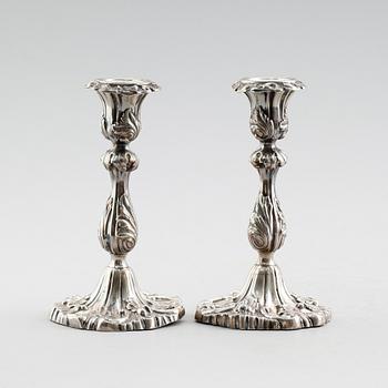 LJUSSTAKAR, 1 par, silver, 1800-talets mitt.
