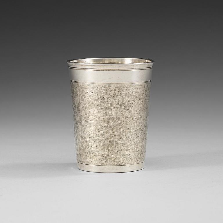 A German 17th century parcel-gilt beaker, marks of Johan Seutter, Augsburg 1670-1680.