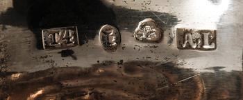 SOCKERSKÅL, silver, nyrokoko, Anders Lundquist, Stockholm 1849. Vikt ca 970 gram.