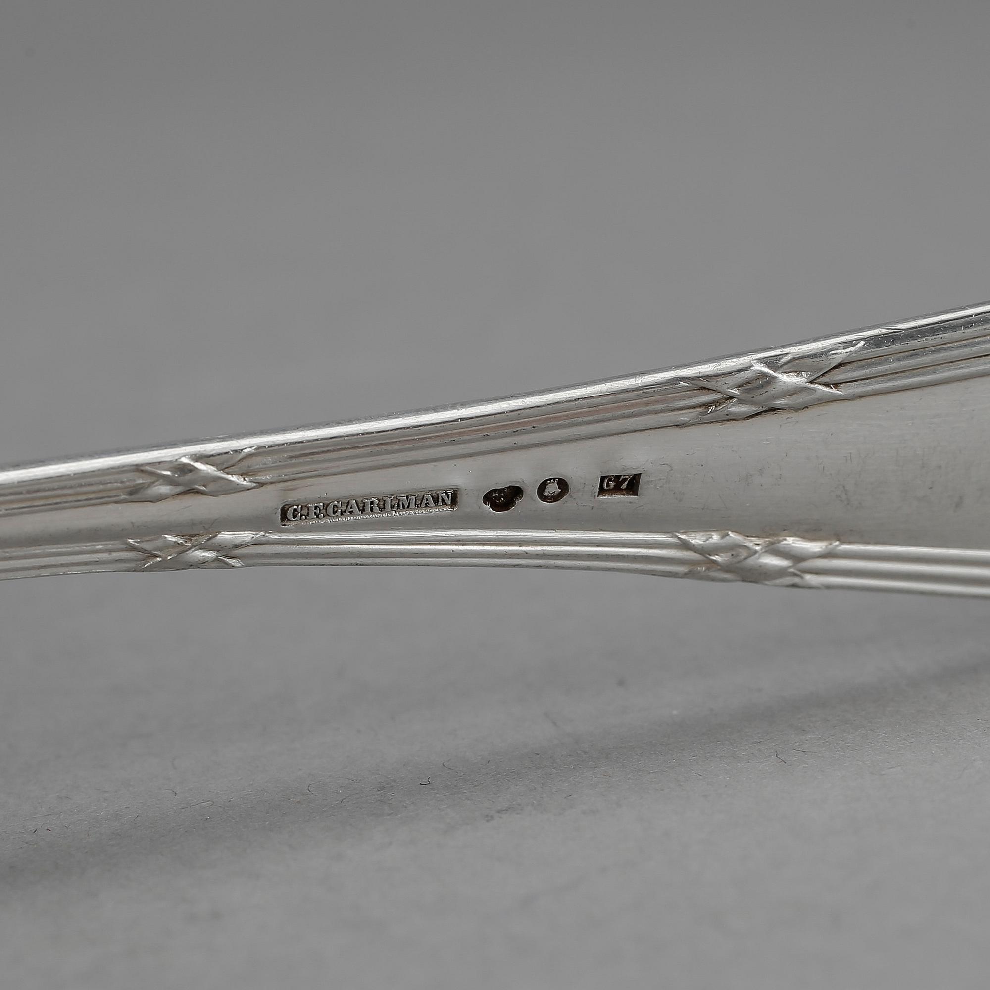 BESTICKSERVIS, 24 delar, silver, modell "Göta", CF Carlman, Stockholm, 1909. Vikt inklusive stålblad 1823 g.