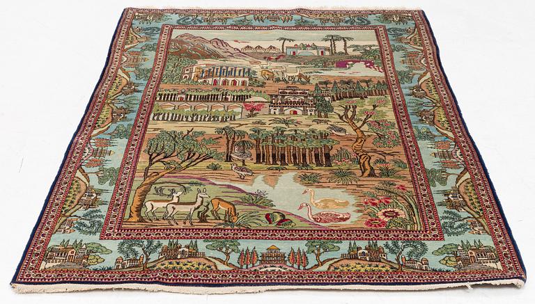 Matta, semiantik Keshan figural, ca 198 x 134 cm.