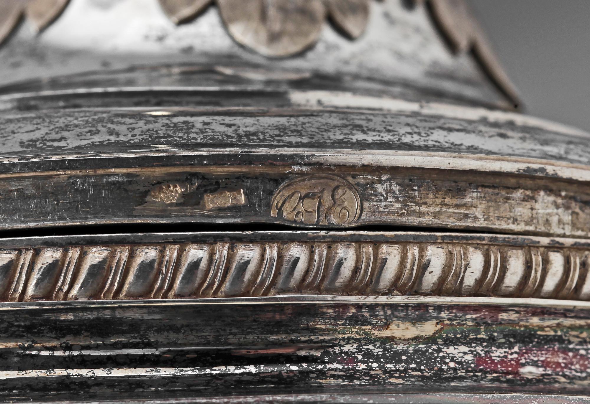 SOCKERSKÅL, silver, empire, Gustaf Forsström, Åbo 1837. Vikt ca 680 gram.