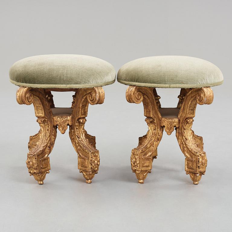 A pair of Swedish Baroque stools, attributed to  Burchard Precht, circa 1700.
