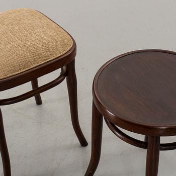 TWO THONET MUNDUS STOOLS.