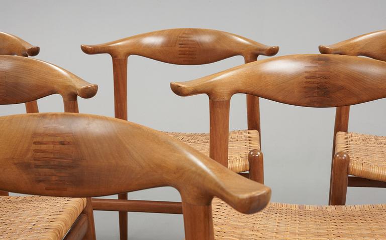 Hans J. Wegner, A set of six Hans J. Wegner 'cowhorn'chairs' 'JH-505, executed by cabinetmaker Johannes Hansen, Denmark 1950-60.