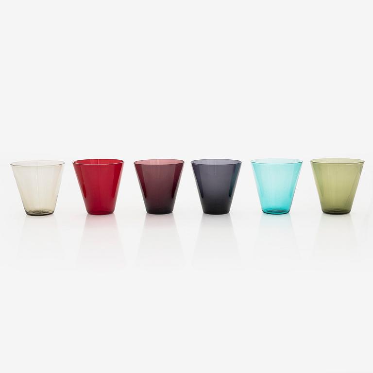 Kaj Franck, a set of six 'Kimara' drinking glasses, Notsjö, Nuutajärvi, Finland, in original box, 1960s.