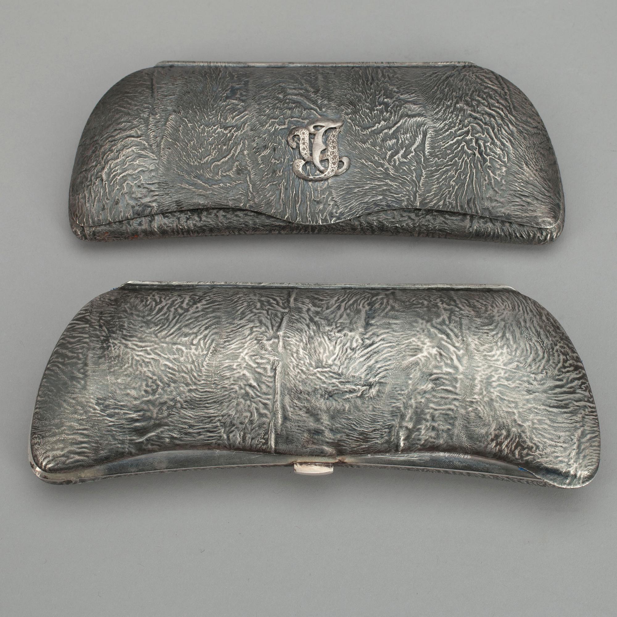 GLASÖGONFODRAL, 2 st, silver, Auran Kultaseppä 1948, Kultakeskus 1970. Vikt tot. 259 g.