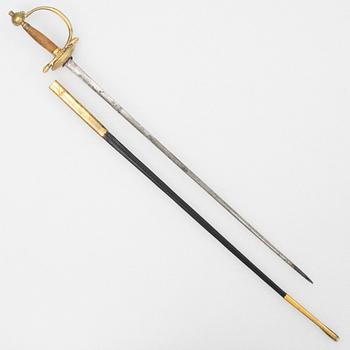 A Swedish infantry officer's sword, first half of the 19th Century, with scabbard.