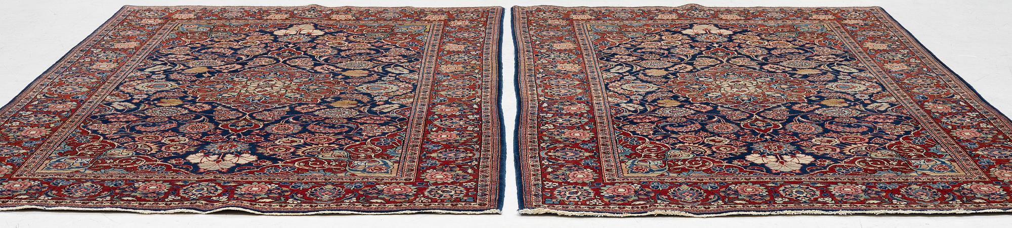 A pair of antique Keshan rugs, central persia, c. 205 x 137 cm.