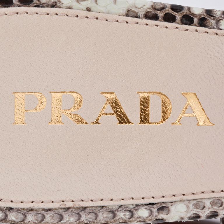 PRADA, a pair of snakeskin embossed leather sandals. Size 39.