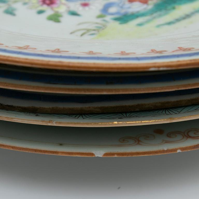 Tallrikar, 5 st, porslin, Kina, Qianlong (1736-95).