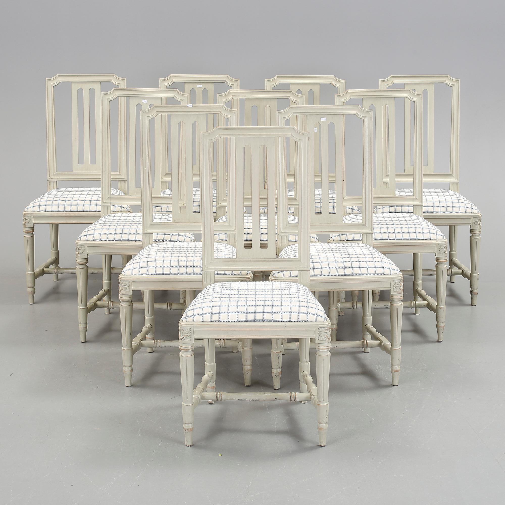 STOLAR, 10 stycken, gustaviansk stil, modern tillverkning.