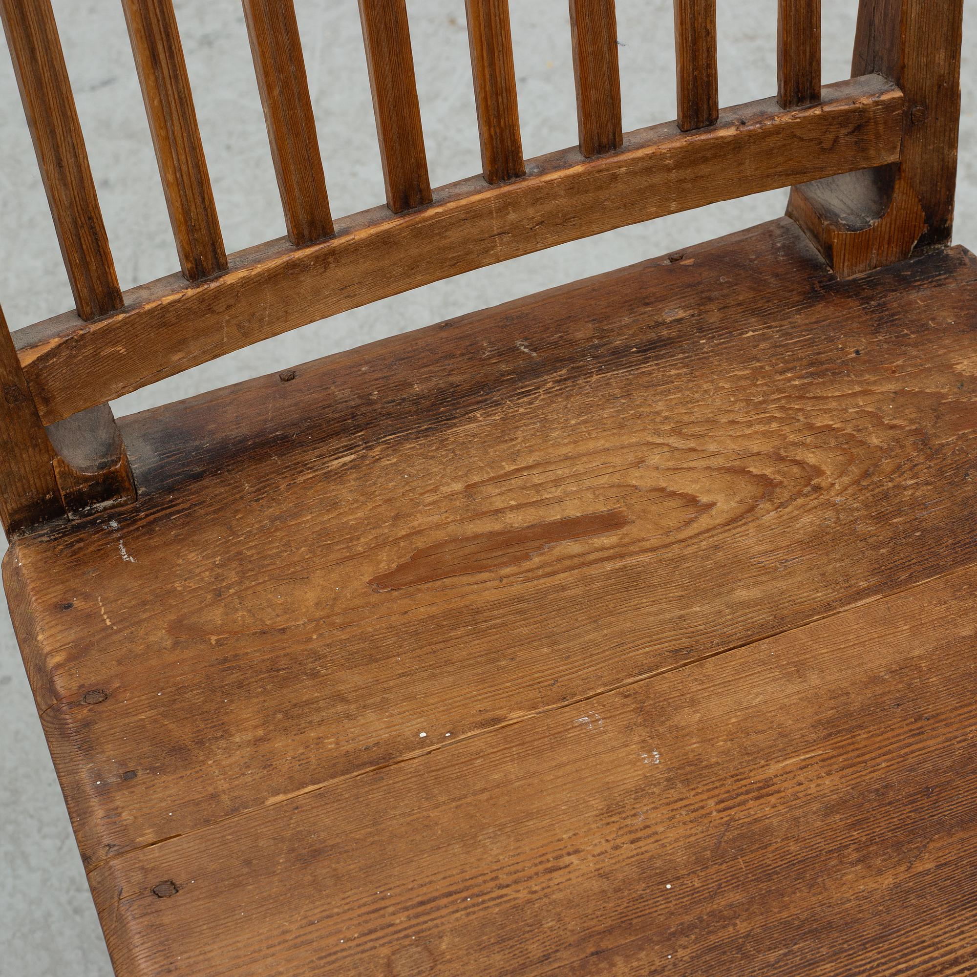 Matgrupp, allmoge, bockbord & åtta snarlika stolar, 1800-tal.