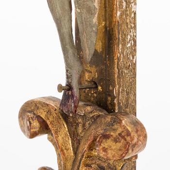 A 19th century gilded and painted wood crucifix.