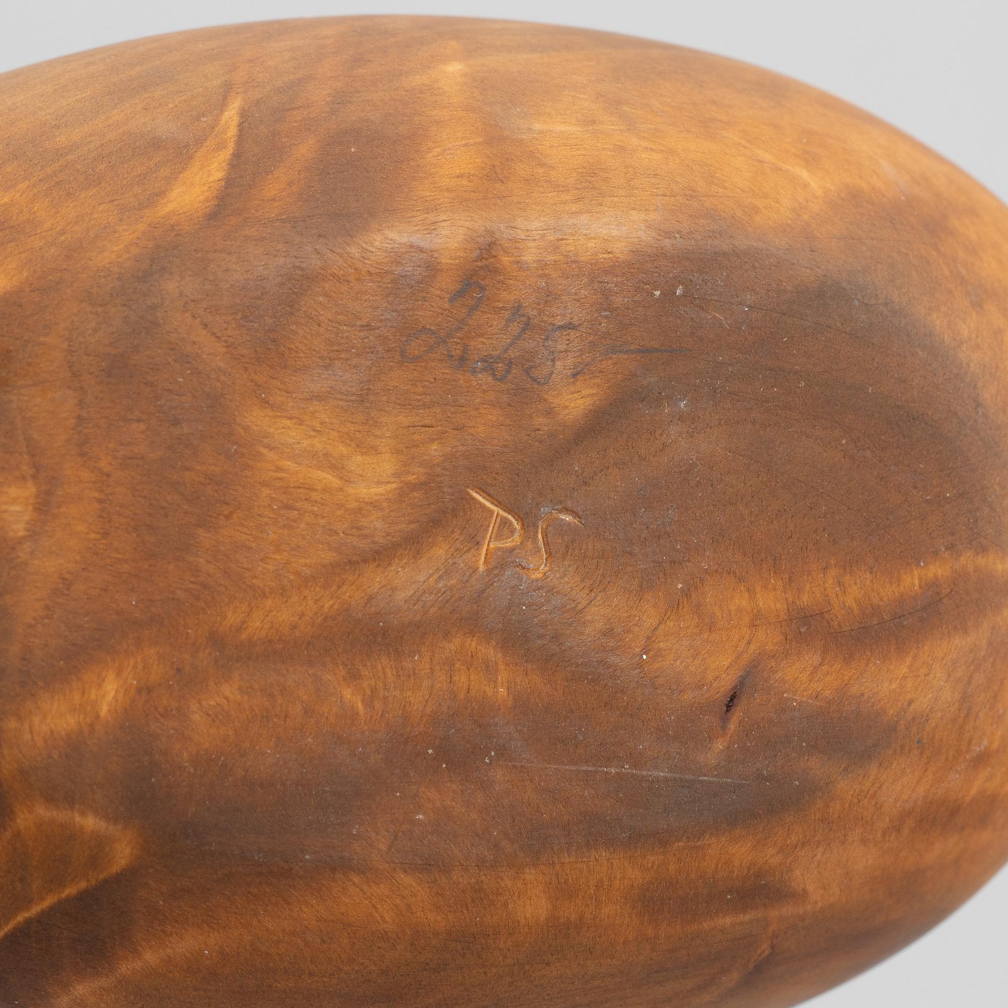 Per Sunna, a birch box with an engraved reindeer horn panel, signed.