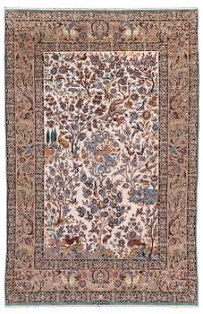 414. A signed pictoral Isfahan rug, Central Persia (Iran), signed, c. 235 x 154 cm.