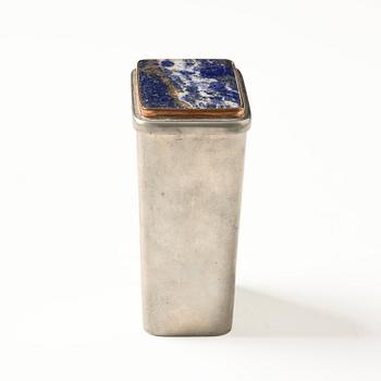 Firma Svenskt Tenn, a lapis lazuli lidded pewter jar, Stockholm, 1930.
