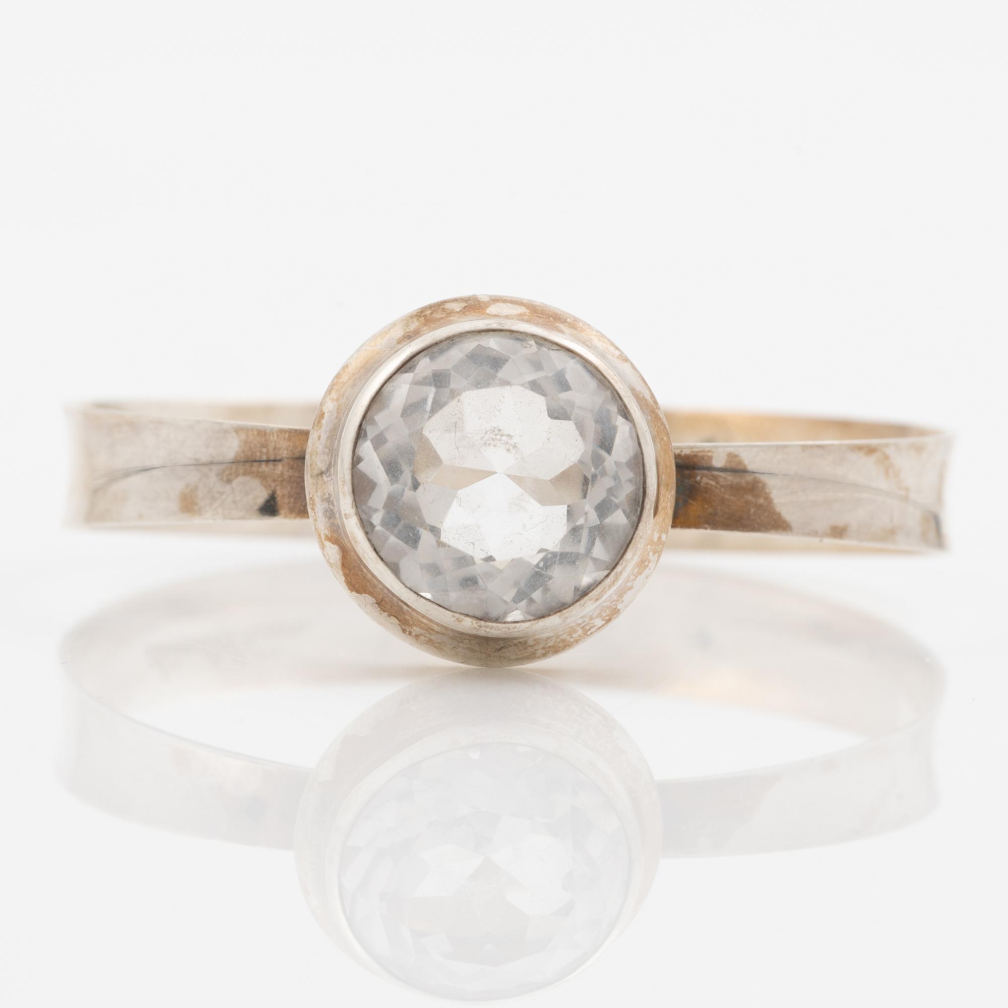 A silver with rock crystal bangle, Åke Lindström, BEH, Köping, 1969.