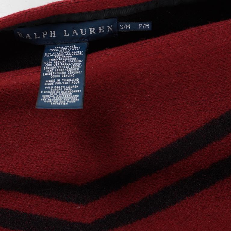 A wool poncho by Ralph Lauren.