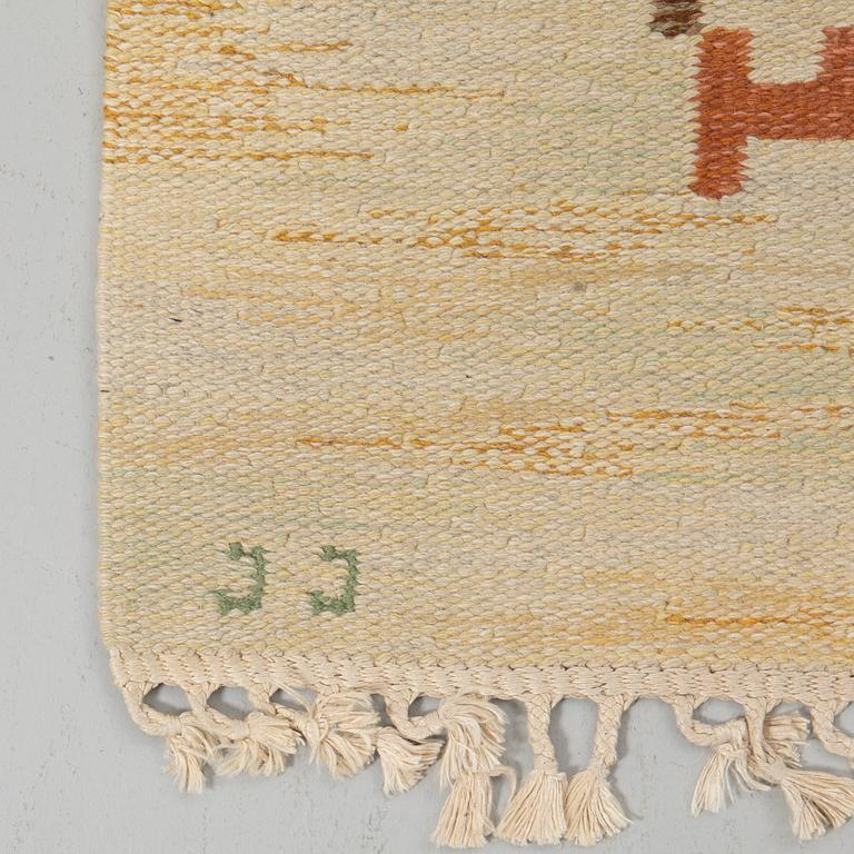 Judith Johansson, a "Bästhult", flat weave, c 244 x 170 cm, signed JJ:.