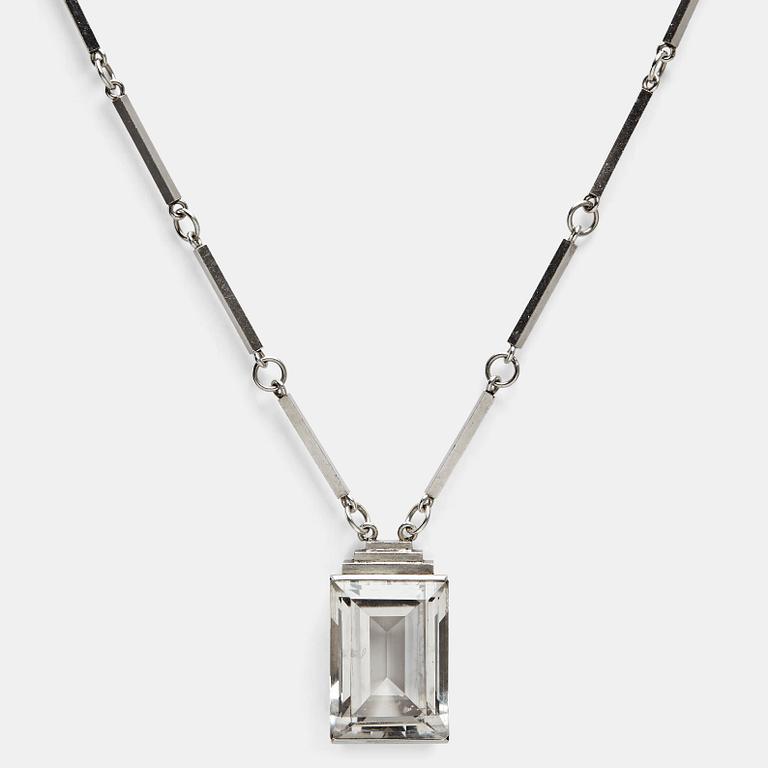 Wiwen Nilsson, a sterling a facet cut rock crystal collier, Lund, Sweden 1944.