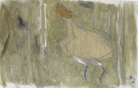 Helene Schjerfbeck, Study of a girl in a long skirt.