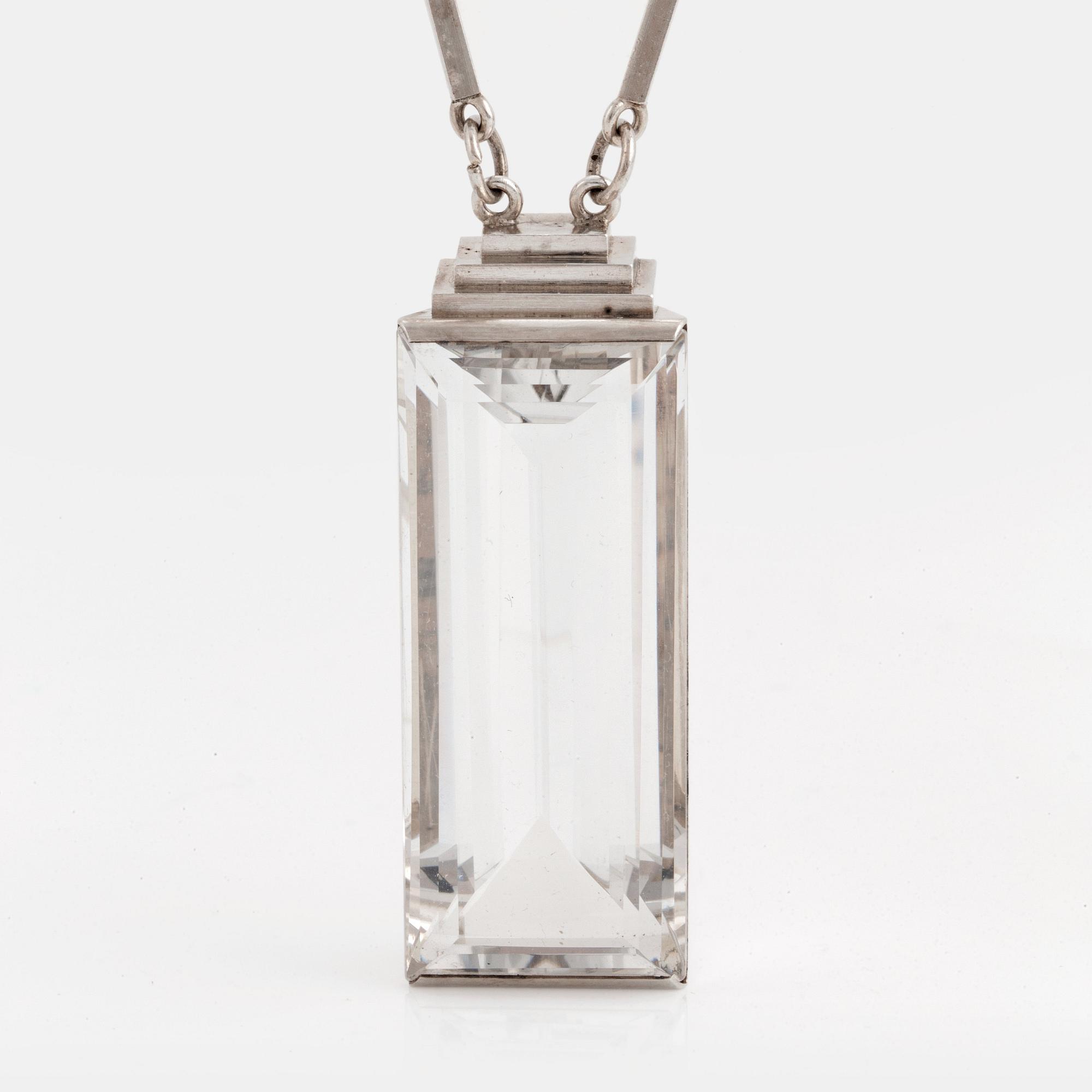 Wiwen Nilsson, hängsmycke med bergkristall, Lund 1942, sterling.