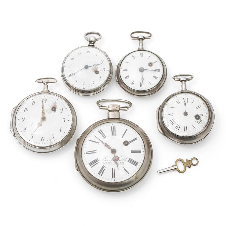 FICKUR, 5 st, spindelgång, silver.