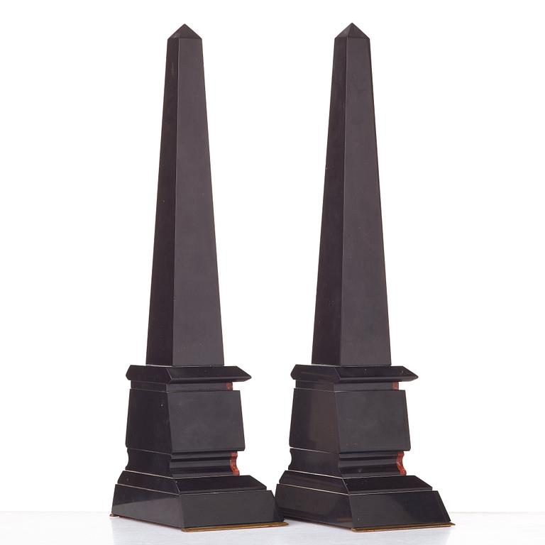 A pair of French obelisks, 1870's-80's.