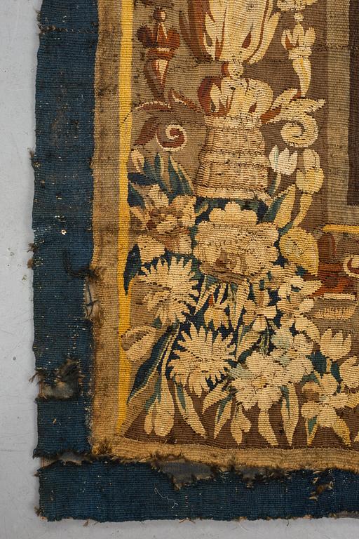 Vävd tapet, "Verdure", gobelängteknik, "entre-fenêtre", ca 314 x 109, cm, Aubusson omkring 1700-1700-talets förra hälft.