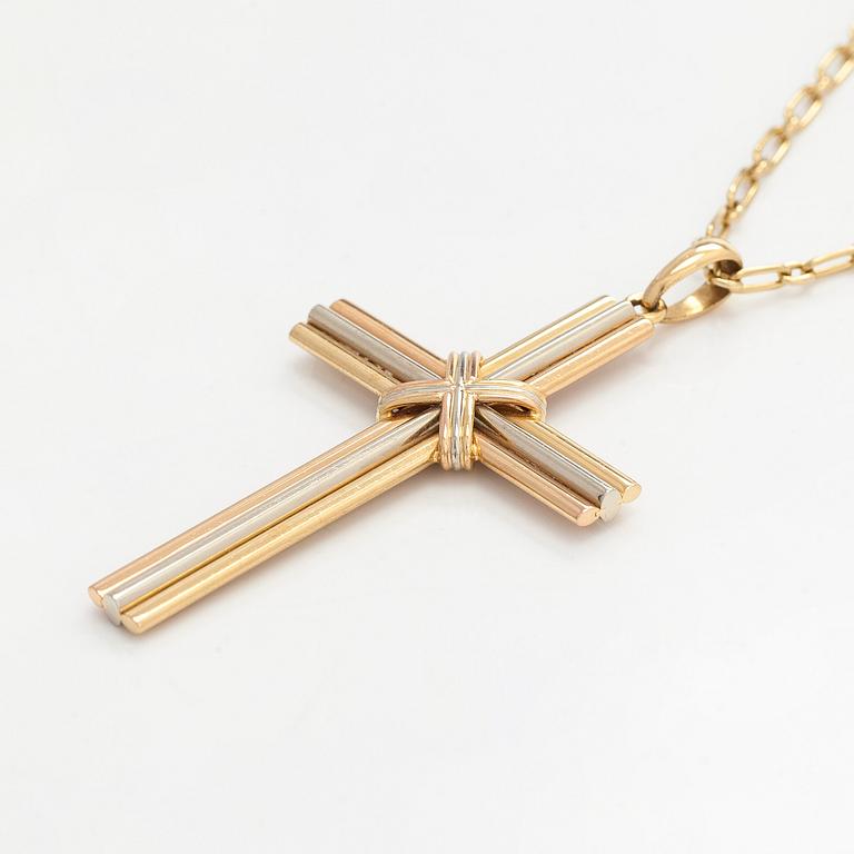 Cartier, kaulaketju riipuksella, risti "Trinity", 18K kolmiväri kulta.