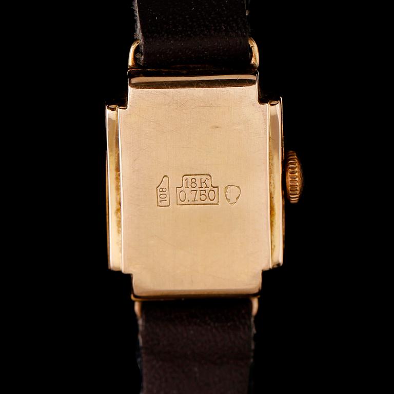 ARMBANDSUR, 18 k guld, Mithra, antimagnetic, 1900-talets första hälft.