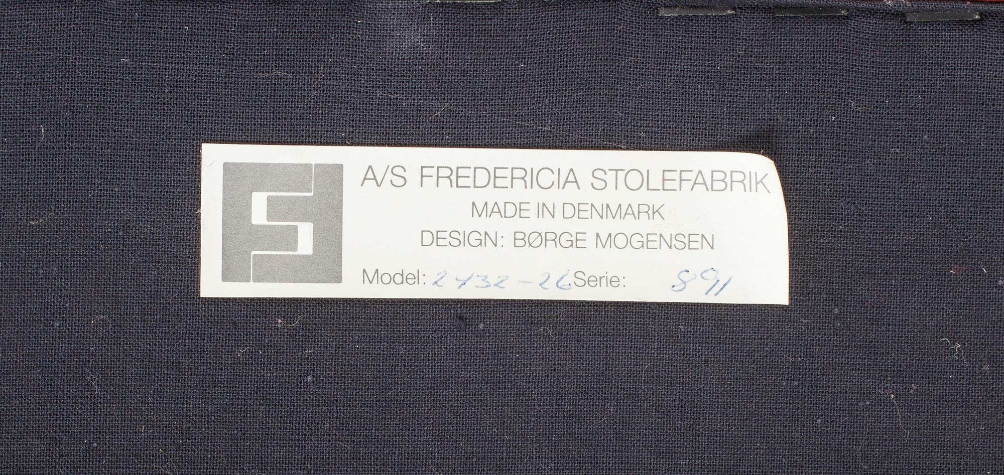 SOFFA. Börge Mogensen för Fredericia stolefabrik, modellnummer 2432.