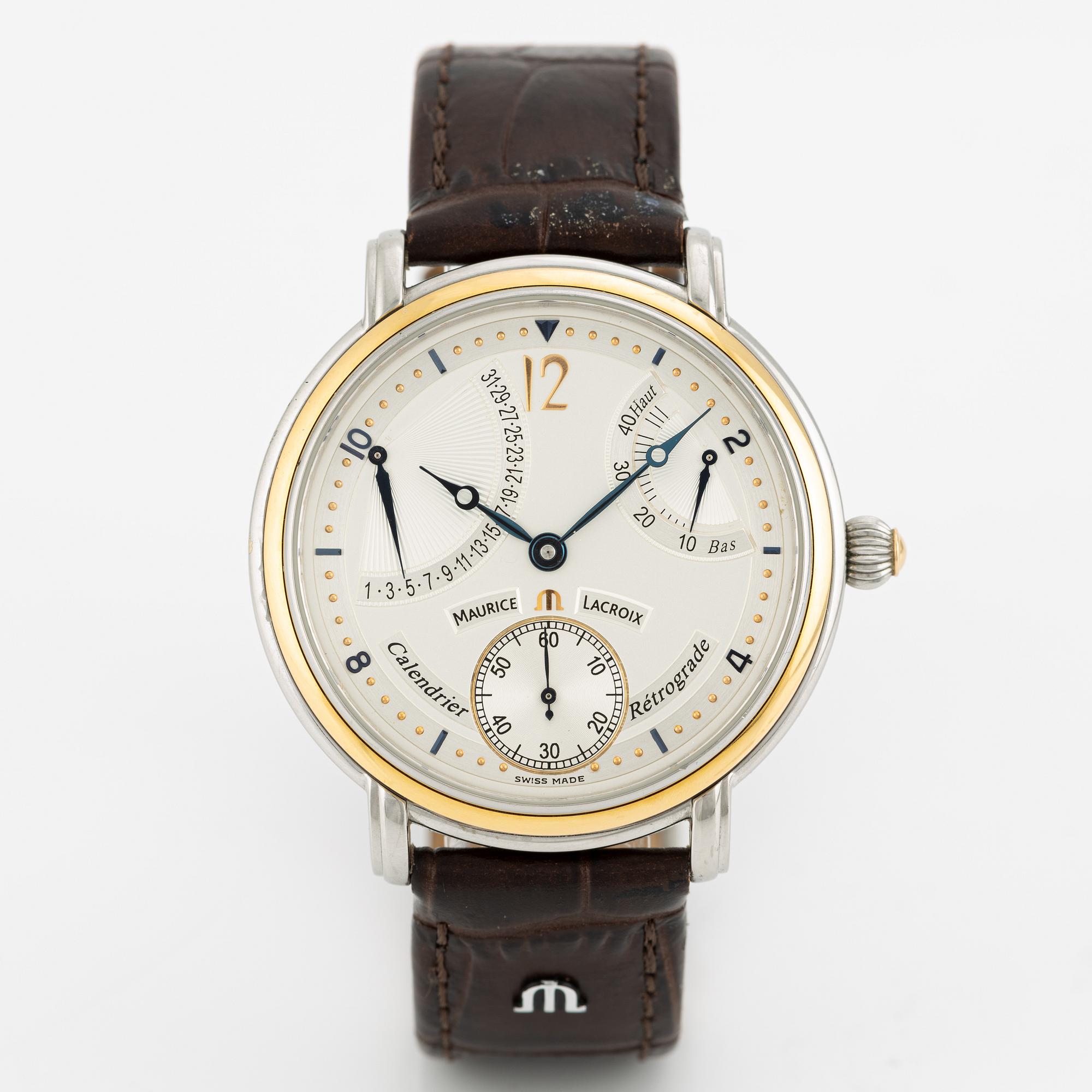 Maurice Lacroix Masterpiece Retrograde Calendar Power Reserve wristwatch 43 mm. Bukowskis